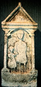 Begravelsesstela, der forestiller en far og søn, 1.-2. århundrede af Roman